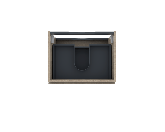 Linie Lado hängender Waschbeckenunterschrank: 60 x 46 cm, Eiche Weiß, 2 Schubladen