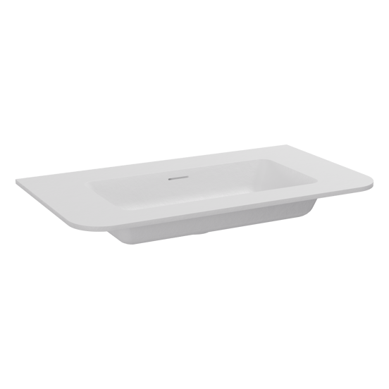 Storke Mata Soft enkele wastafel mat witte solid surface 80 x 46 cm