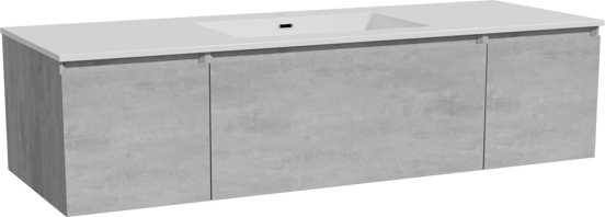 Storke Edge meuble salle de bains suspendu 145 x 52 cm béton gris foncé avec Diva plan simple en marbre composite blanc brillant