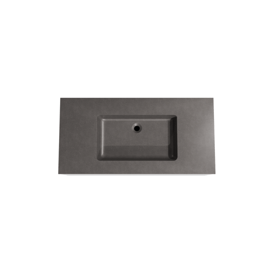 Storke Edge meuble salle de bains suspendu 105 x 52 cm blanc mat avec Scuro plan simple en quartz noir mat