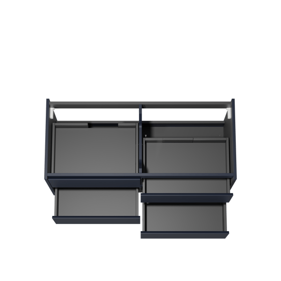 Storke Seda hängender Waschbeckenunterschrank: 120 x 52 cm, Nachtblau, 4 Schubladen