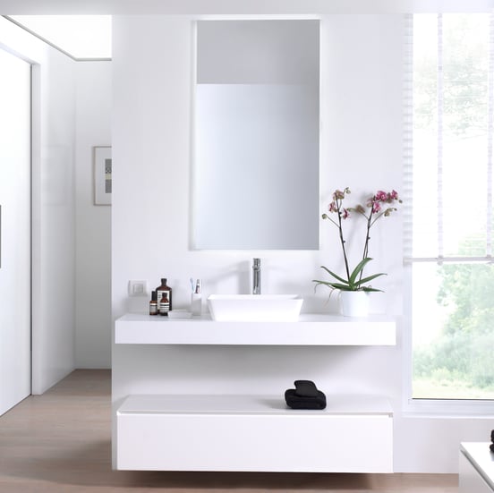 Balmani Dominus enkel of dubbel wastafelblad matte Solid Surface 135 x 55 cm