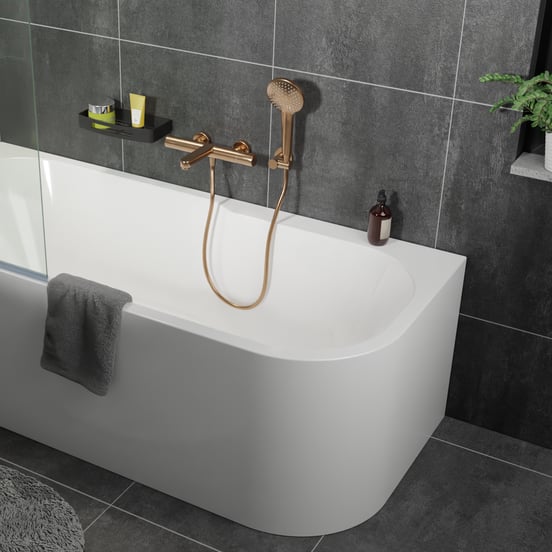 Blaufoss Round douchekop met slang 3 straalsoorten Brushed Rosegold