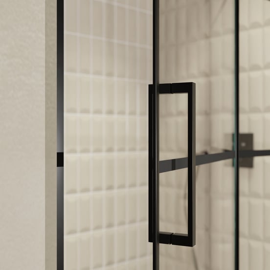 Balmani Senses Design porte pivotante à droite 140 cm x 210 cm verre Lined, Profil noir