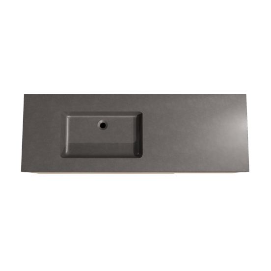 Storke Edge zwevend badmeubel 150 x 52 cm ruw eiken met Scuro High asymmetrisch linkse wastafel in kwarts mat zwart