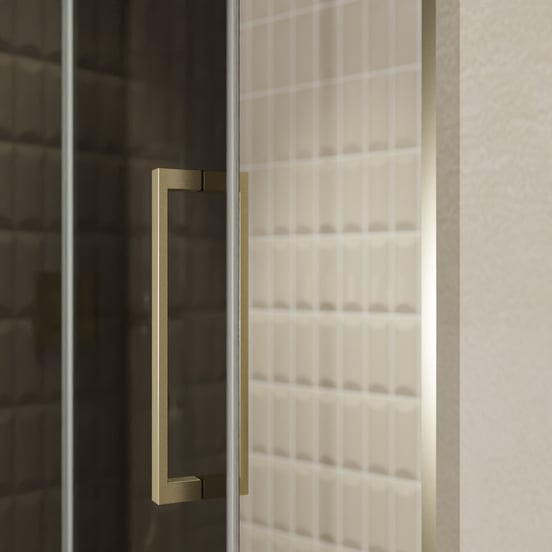 Balmani Senses Design douche draaideur links 140 cm x 210 cm Rookglas, Brushed Champagne Gold profielen