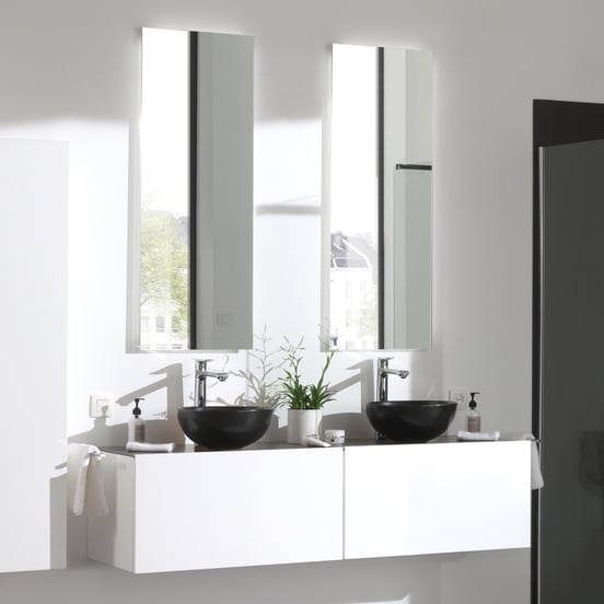 Balmani Giro rechthoekig badkamerspiegel 45 x 120 cm met spiegelverlichting en anti-damp