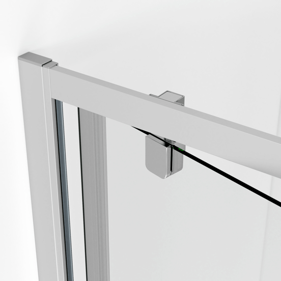 Luca Varess Vidor paroi de douche avec porte pivotante et paroi latérale fixe 80 x 80 cm verre transparent avec bande matte profil chrome brillant