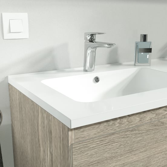 Linie Vano dubbele wastafel mat composiet marmer 120 x 46 cm