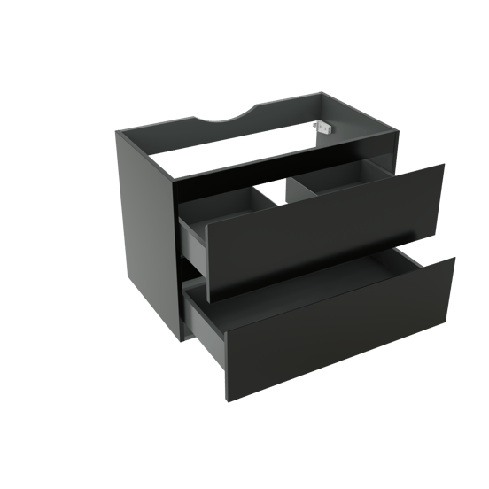 Linie Lado meuble sous-lavabo suspendu 80 x 46 cm Noir Mat 2 tiroirs