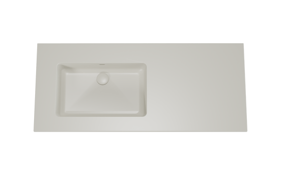 Storke Diva asymmetrisch linkse wastafel mat zijdegrijze top solid 120 x 52 cm