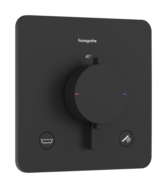 Hansgrohe Ecostat Comfort Q Unterputz Badewannenarmatur: für 2 Verbraucher, Schwarz matt EN1717