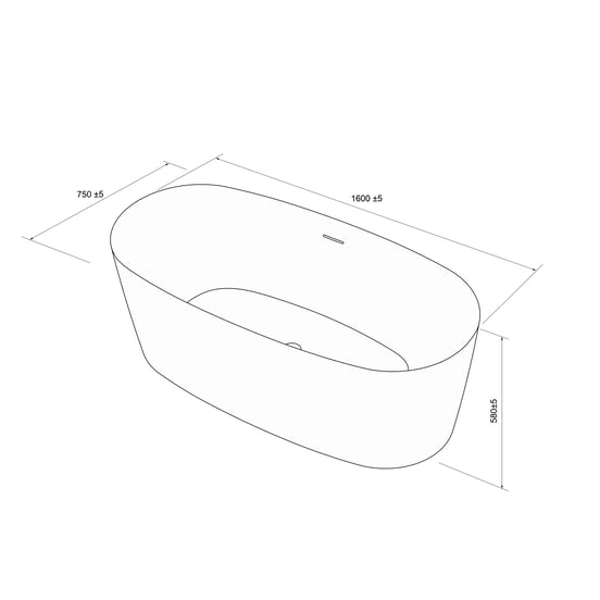 Luca Varess Sutilo baignoire îlot 160x75cm acrylique blanc mat