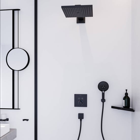 Hansgrohe Raindance E 300 tête de douche carrée avec support mural 30 x 30 cm noir mat