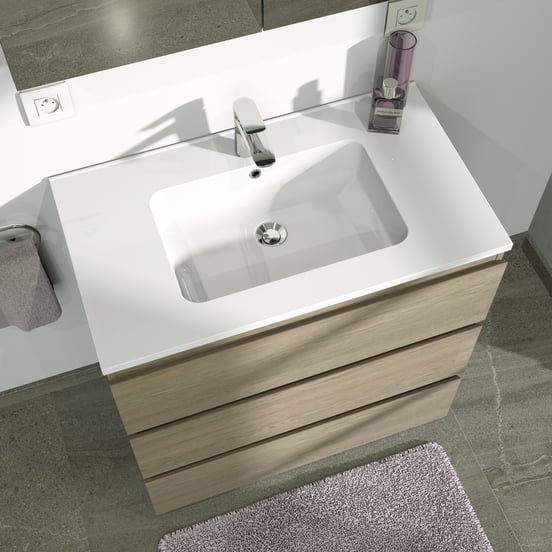 Linie Vano Einzelwaschtisch, Marmorkomposit glänzend, 80 x 46 cm