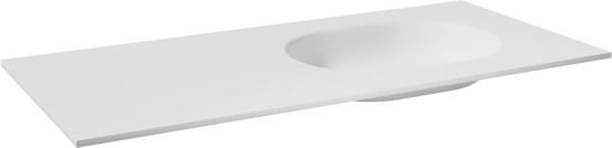 Balmani Tablo Oval Waschtisch Rechts Matt Weiße Solid Surface 120 x 55 cm