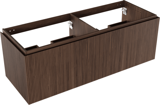 Balmani Eclips zwevende wastafelonderkast 150 x 55 cm Amerikaans notenhout 4 lades vert. sym. Groef