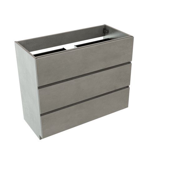 Storke Edge stehender Bad-Unterschrank, 100 x 46 cm, Beton dunkelgrau, 3 Schubladen