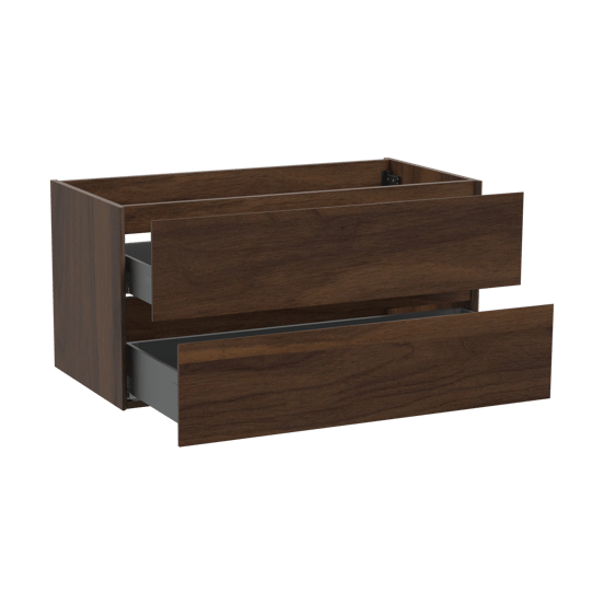 Storke Edge meuble sous-vasque suspendu 105 x 52 cm noyer 2 tiroirs