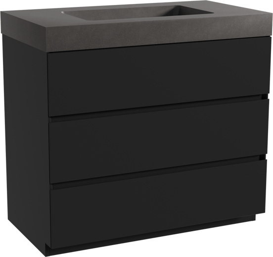 Storke Edge meuble salle de bains à poser 95 x 52 cm noir mat avec Scuro High plan simple en quartz noir mat