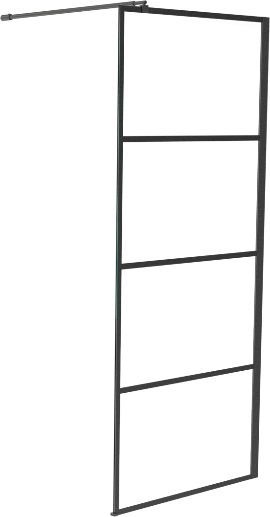 Linie Walk-In inloopdouche 90 x 200 cm stripes glas mat zwart profiel