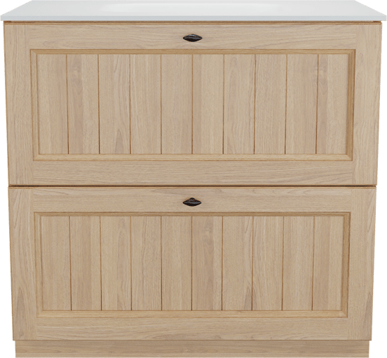 Balmani Lemon staand badmeubel 90 x 55 cm, fineer naturel eiken met Tablo Arcato enkele wastafel in mat wit