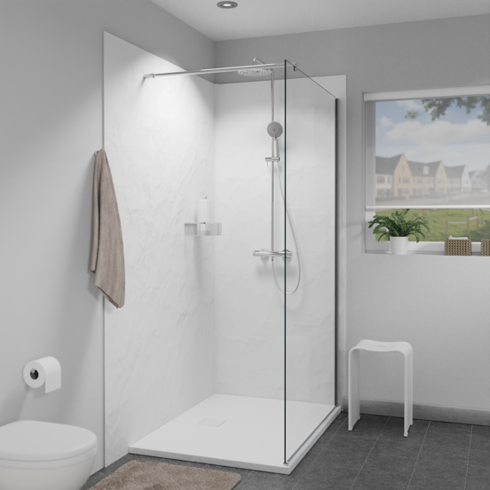 Linie Rumba douchebak 120 x 90 cm acryl mat wit leisteenstructuur