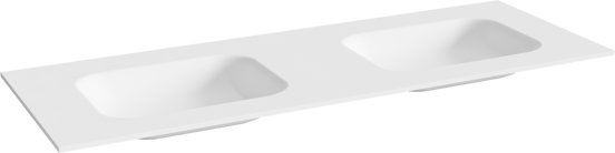 Balmani Tablo Arcato Doppelwaschtisch, Solid Surface matt, 150 x 55 cm, inklusive Ablaufventil