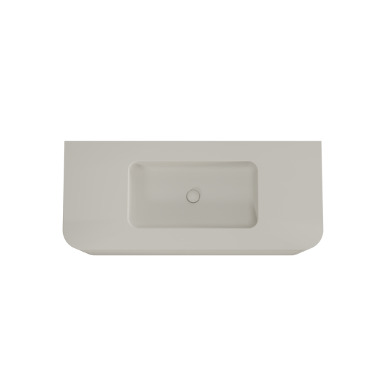 Balmani Moon hängendes Möbelstück Set: 130 x 55 cm, Seidengrau, mit Moon Einzelwaschtisch, Top Solid Seidengrau