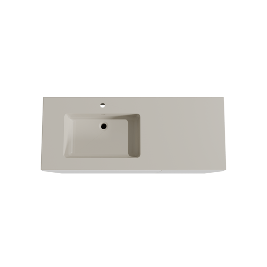 Storke Edge staand badmeubel 130 x 52 cm mat wit met Diva asymmetrisch linkse wastafel in top solid zijdegrijs