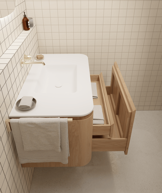 Balmani Moon zwevende wastafelonderkast 100 x 55 cm natuur eik 2 lades