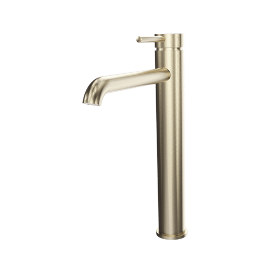 Blaufoss Round Waschbecken Armatur: Erhöht, Brushed Champagne Gold