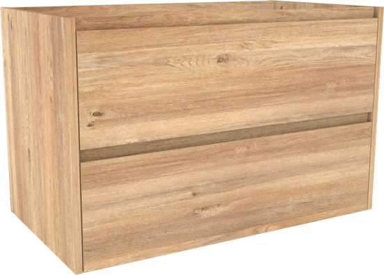 Storke Seda zwevend wastafelonderkast 95 x 52 cm ruw eiken 2 lades