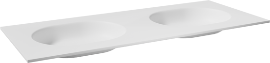 Balmani Tablo Oval Doppelwaschtisch Matt Weiße Solid Surface 135 x 55 cm