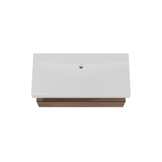 Balmani Mitra Elements meuble salle de bains suspendu 120 x 55 cm noyer américain avec Wave lavabo simple pour 2 trous de robinet en solid surface blanc mat