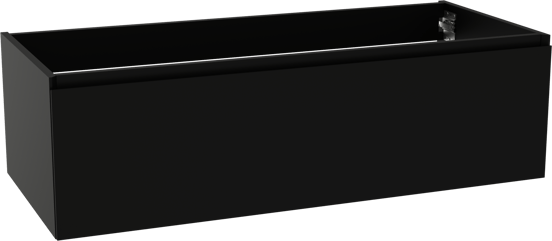 Storke Edge zwevende wastafelonderkast 120 x 52 cm mat zwart 1 lade 2 sifonuitsparingen