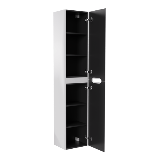 Linie Curvo hängender Hochschrank Weiβ glänzend 35 x 30 x 170 cm, Vert. Sym. Rippe