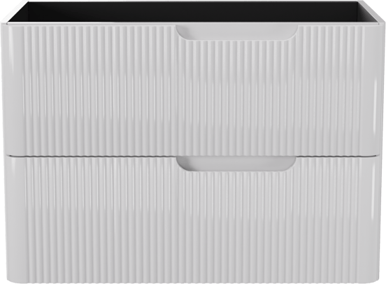 Linie Curvo zwevende wastafelonderkast 80 x 46 cm Hoogglans Wit 2 lades vert. sym. Groef