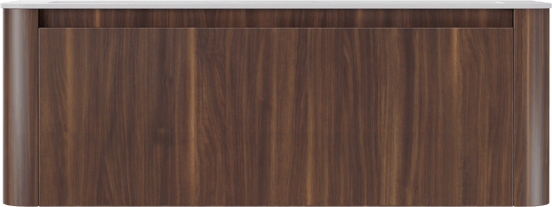 Storke Soft meuble salle de bains suspendu 140 x 46 cm noyer avec Mata Soft double vasque en Solid Surface blanc mat