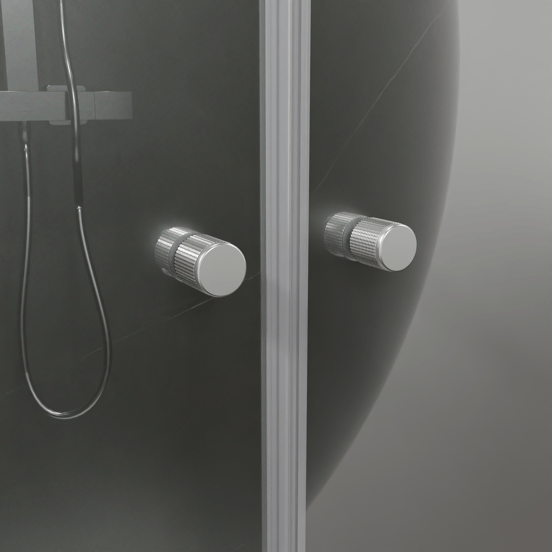 Luca Varess Kuresa porte battante 90 x 200 cm verre transparent profil chrome brillant