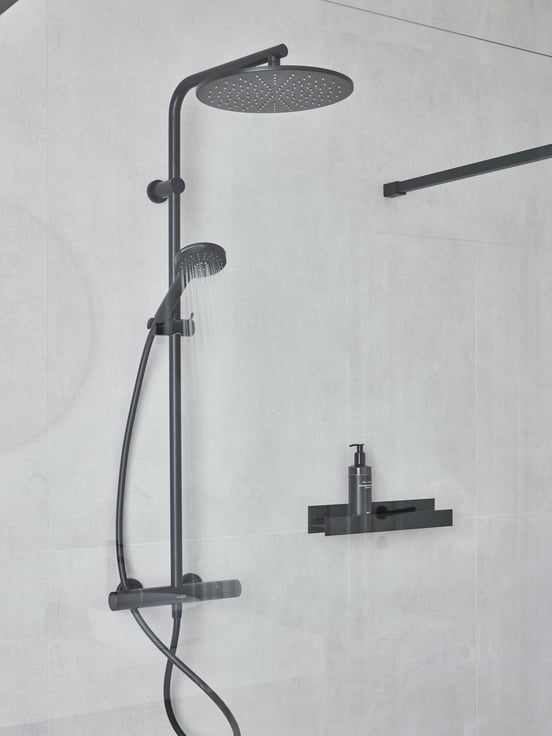 Blaufoss Round 300 colonne de douche de pluie mitigeur thermostatique noir mat