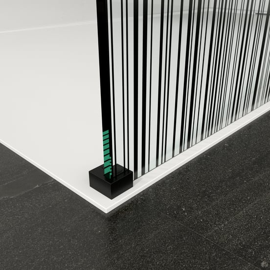 Balmani BMSS inloopdouche 140 x 200 cm barcode zwart glas mat zwart profiel