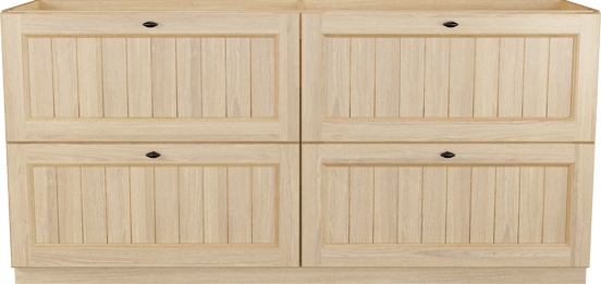 Balmani Lemon stehender Waschbeckenunterschrank: 180 x 55 cm, Naturbelassene Eiche Furnier, 4 Schubladen