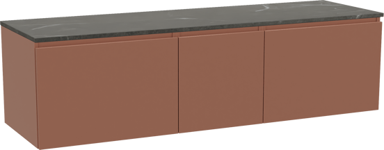 Balmani Sfera meuble salle de bains suspendu 180 x 55 cm cotto avec Stretto tablette simple ou double en marbre pietra grey