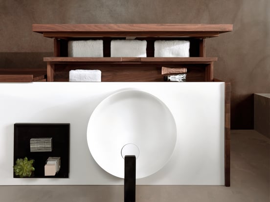 Balmani Fato vasque à poser mat Solid Surface rond Ø 37,5 cm