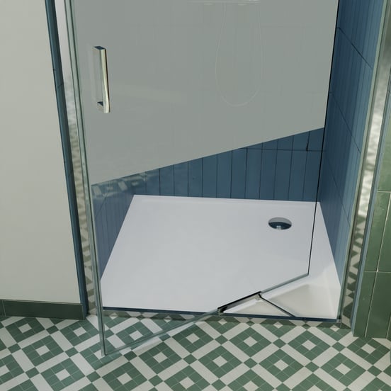 Luca Varess Vidor In douchehoek met draaideur en vaste zijwand 90 x 90 cm Helder glas met matte strook glans chroom profiel