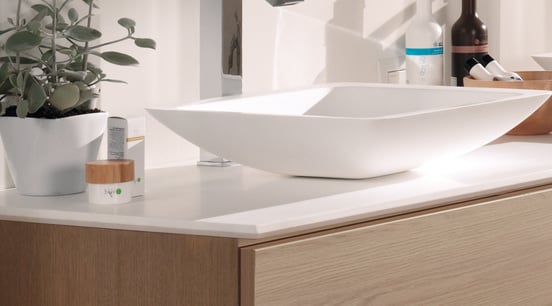 Balmani Facetta dubbel wastafelblad matte Solid Surface 180 x 55 cm