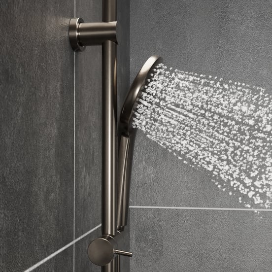 Blaufoss Round Brauseset: 100 cm, 3 Strahlarten, Brushed GunMetal