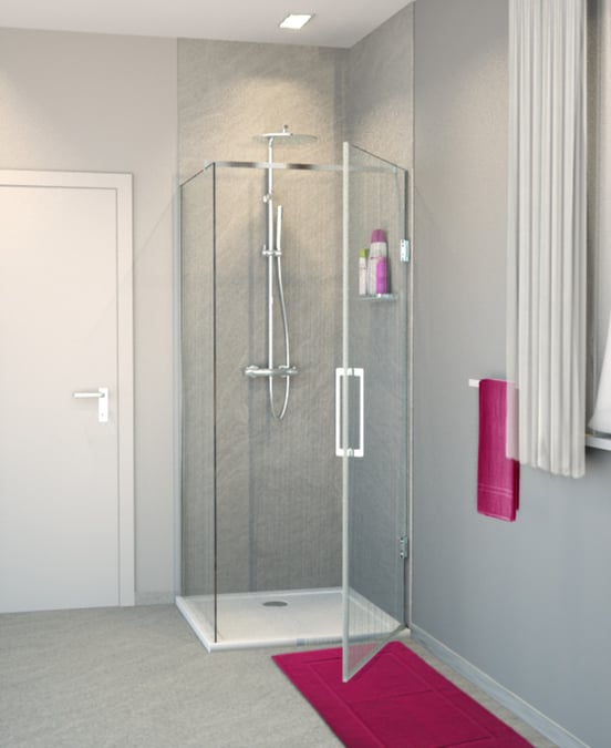 Balmani Modular inloopdouche met rechtse deur 80 x 200 cm mikado glas glanzend chroom profiel