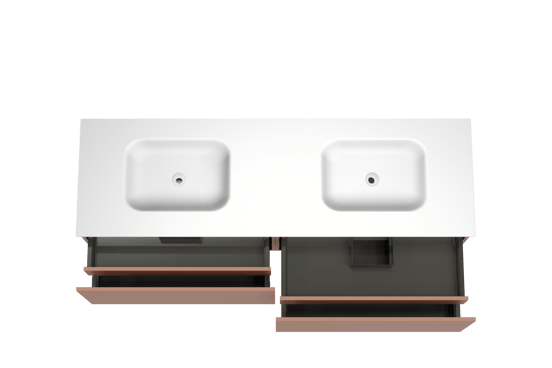 Balmani Sfera hängendes Möbelstück Set: 180 x 55 cm, Cotto, mit Tablo Arcato Doppelwaschtisch, Solid Surface Weiß matt